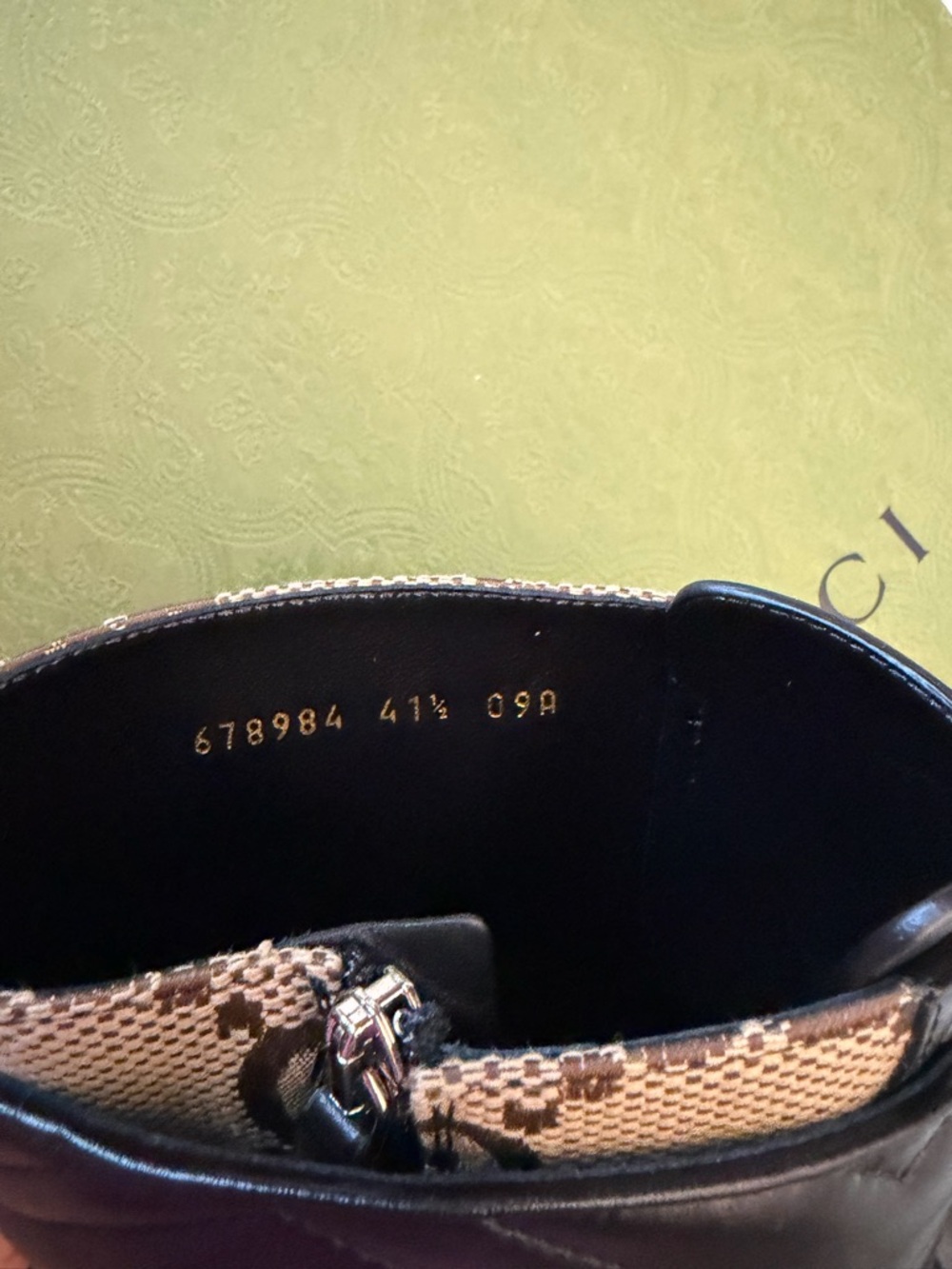 Gucci GG Canvas & Black Leather Ankle Boots with Gold GG Logo.GUCCI Luxury Boots - Picture 5 of 15